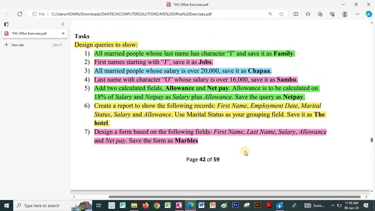 Microsoft Access Database Exercise 6 by Daniel Maundu
