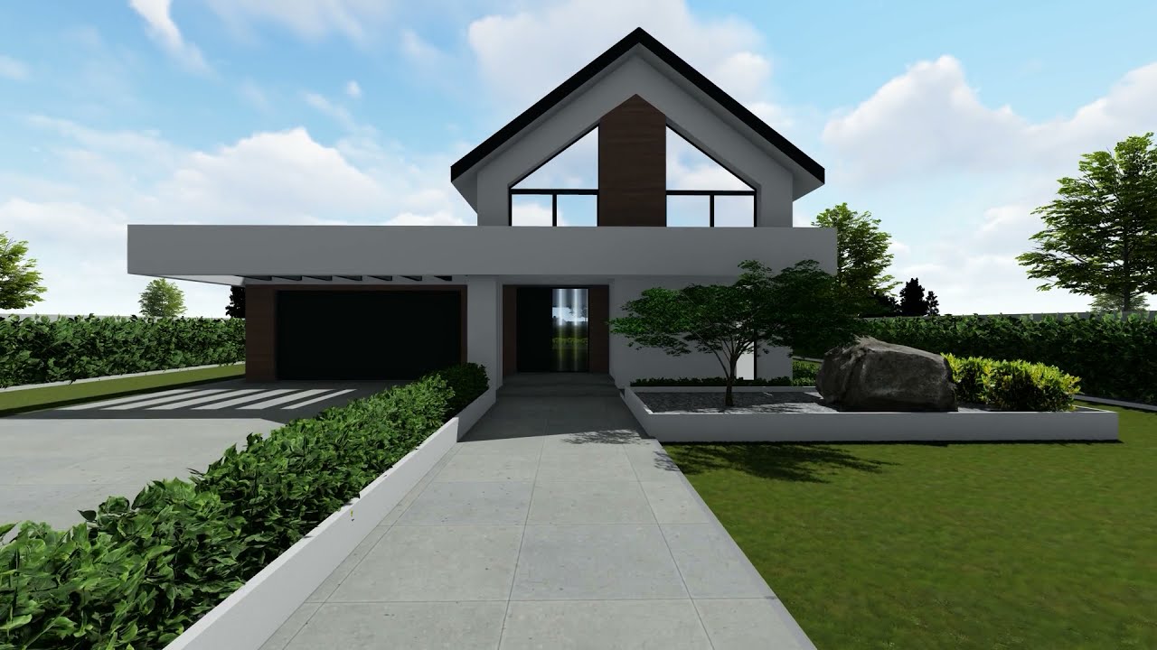 Wizualizacja projektu domu HomeKoncept-79 z ogrodem (animacja 3D)