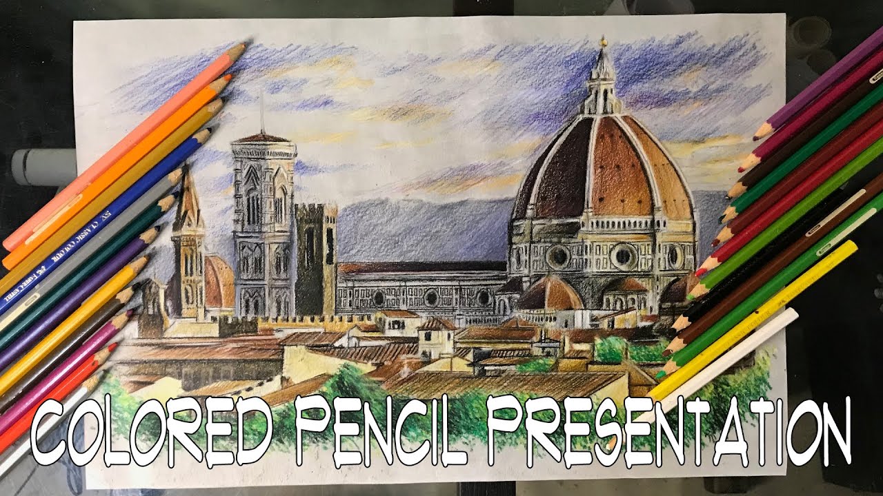 COLORED PENCIL RENDERING | ARKI STUDENT DRAWS FLORENCE CATHEDRAL