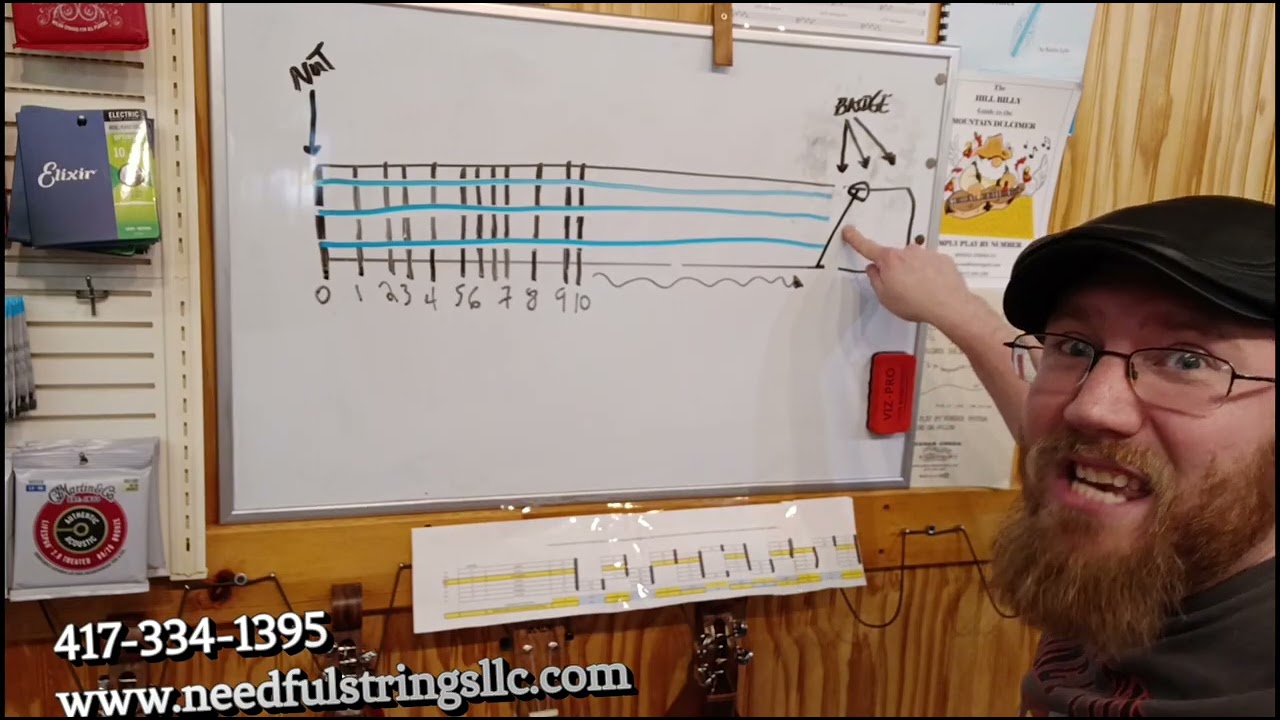 MOUNTAIN DULCIMER BRIDGE PLACEMENT FOR BARITONE STRINGS (DAA : DAD)