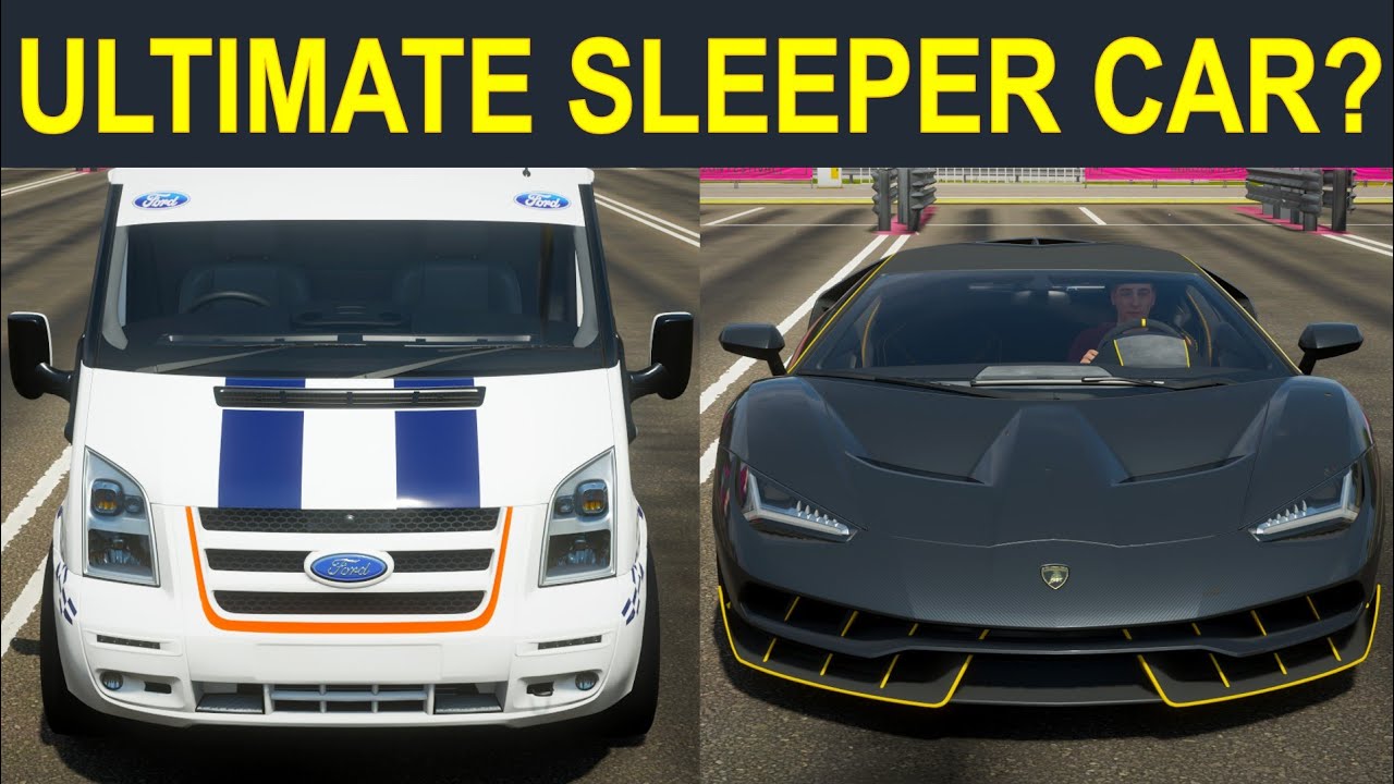 Forza Horizon 4: Ford Transit SSV vs. Lamborghini Centenario Drag Race