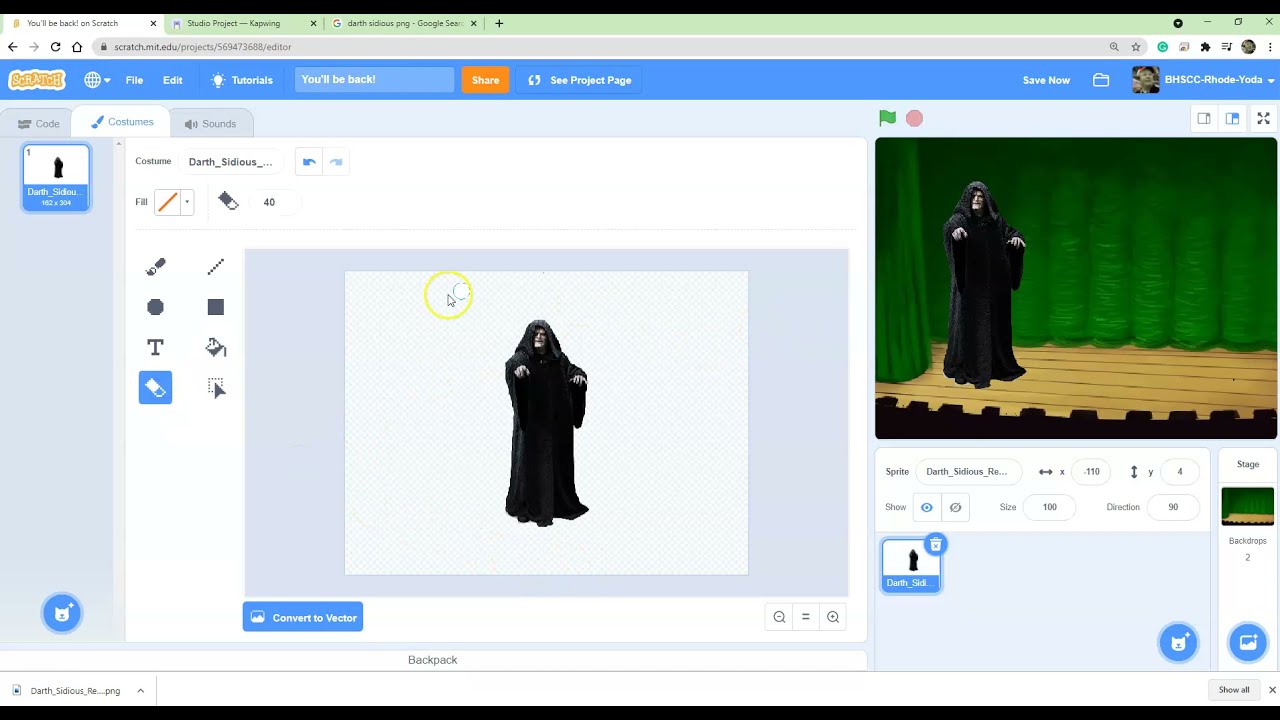 Import Image onto Sprite in Scratch