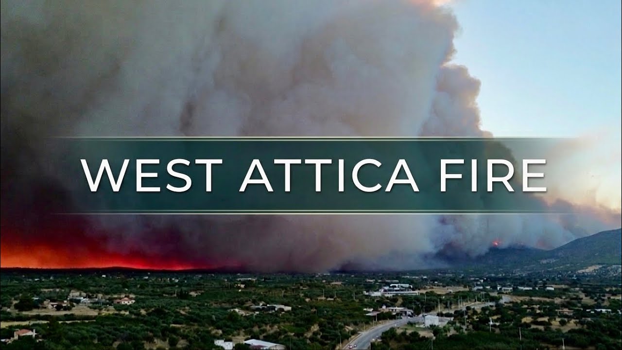 West Attica Wildfire, Greece 2026 - 100+ burned houses | Evacuation order | Smoke [4K]. #wildfire