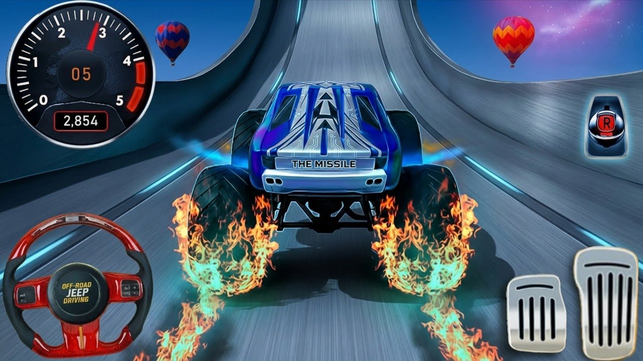 Monster Truck Stunt Racing - Extreme Mega Ramp Driver Simulator - Android Gameplay - Car F*re part-2