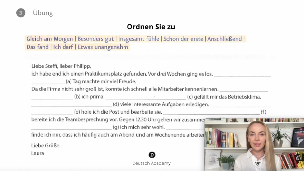 Упражнение НЕМСКИ ЕЗИК 🇩🇪 Ordnen Sie zu - Praktikumsplatz A2- B1 | Deutsch Academy