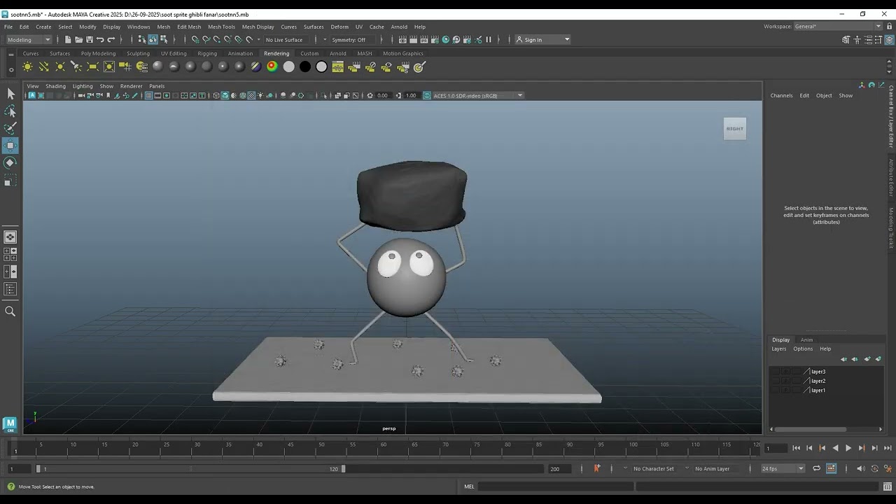 Autodesk Maya tutorial soot sprite ghibli fanart 2