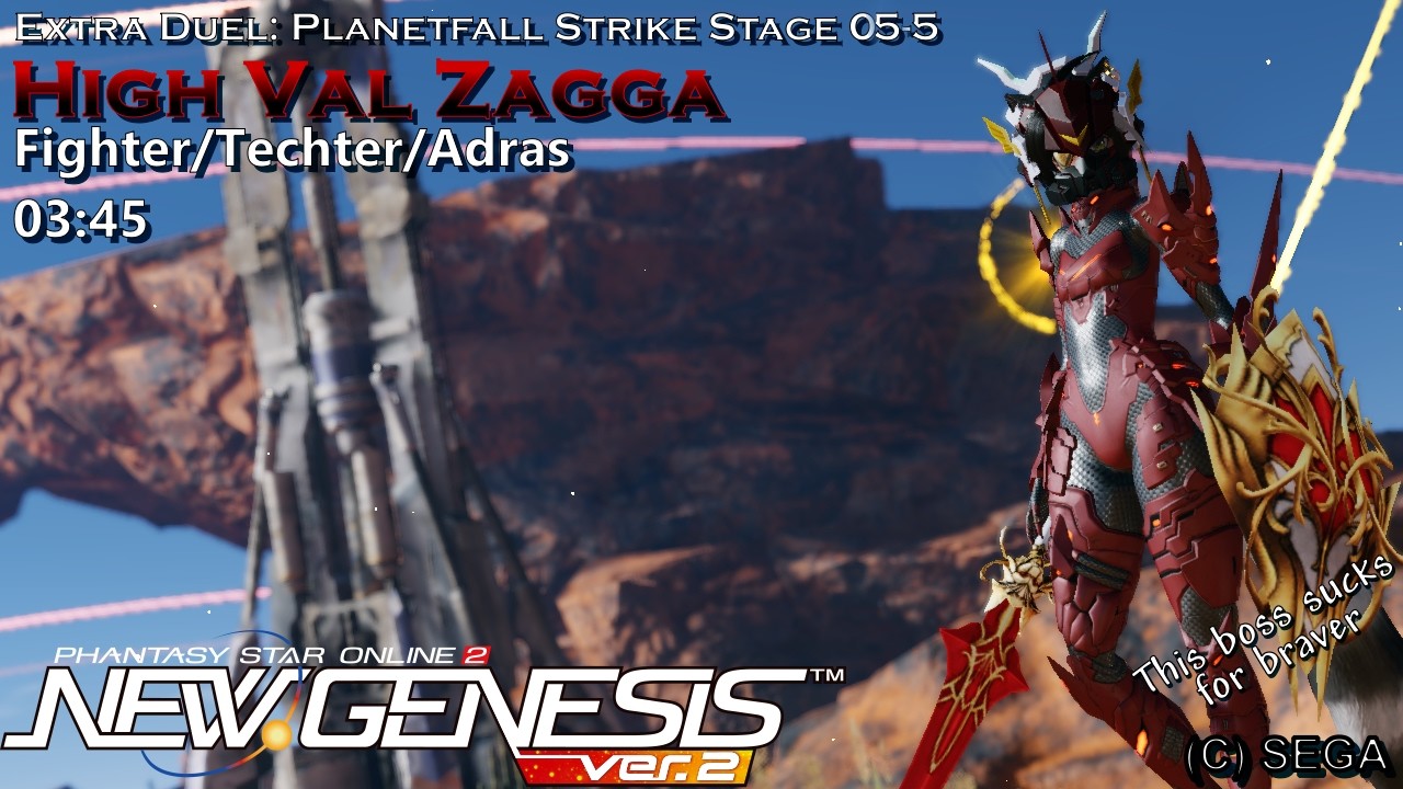 [PSo2:NGS] Extra Duel Planetfall Strike Stage 05-5: High Val Zagga (Fi/Te/A) 03:45