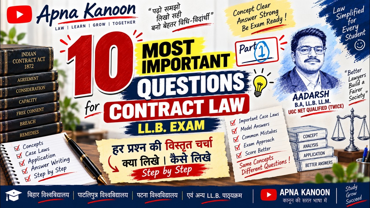 Contract Law के 10 सबसे जरूरी Questions! | PART 1 | LL.B. | Apna Kanoon | Aadarsh |