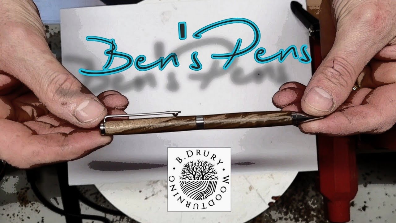 Turning a slimline Pen with Walnut. 1st go.  *pen turning for beginners*