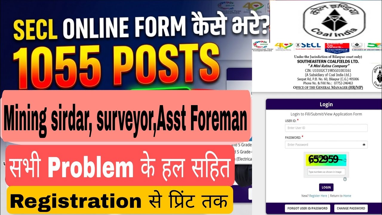 SECL Recruitment 2026 Online Form Kaise Bhare?SECL Mining Sirdar , assistant foreman  online form