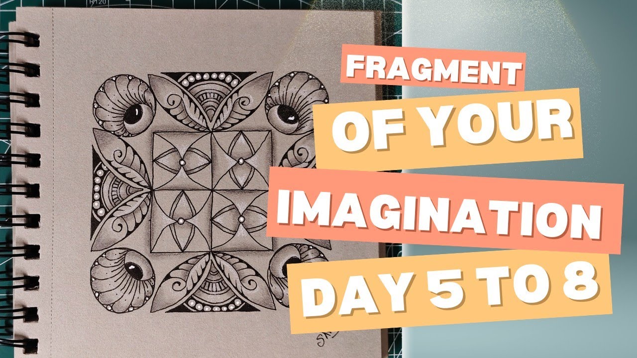 Zentangle art  with fragments Fragfunz, Hafal, Moonpie and Seashimmer