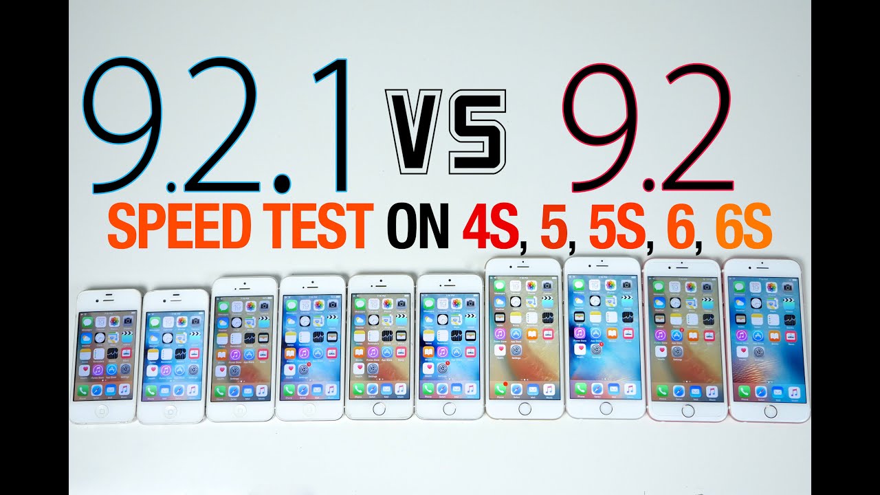 Тест скорости iOS 9.2.1 и iOS 9.2 на iPhone 6S, 6, 5S, 5 и 4S