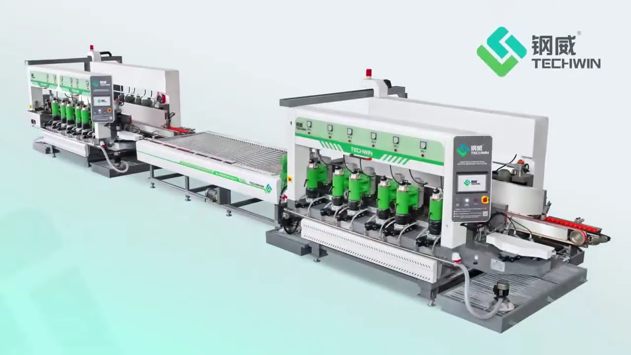 TECHWIN double pencil edging machine with corner dubbing, round edge edger