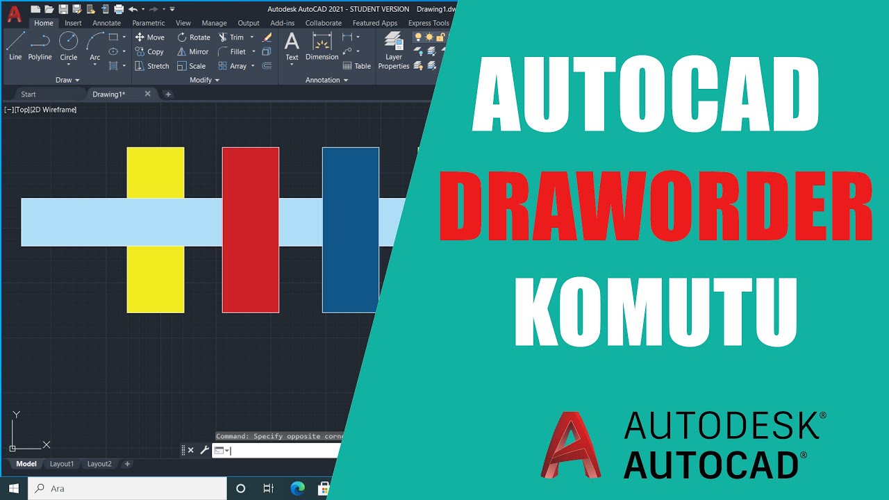 AutoCAD Çizimi Öne Getirme ya da Arkaya Taşıma | DRAWORDER Komutu