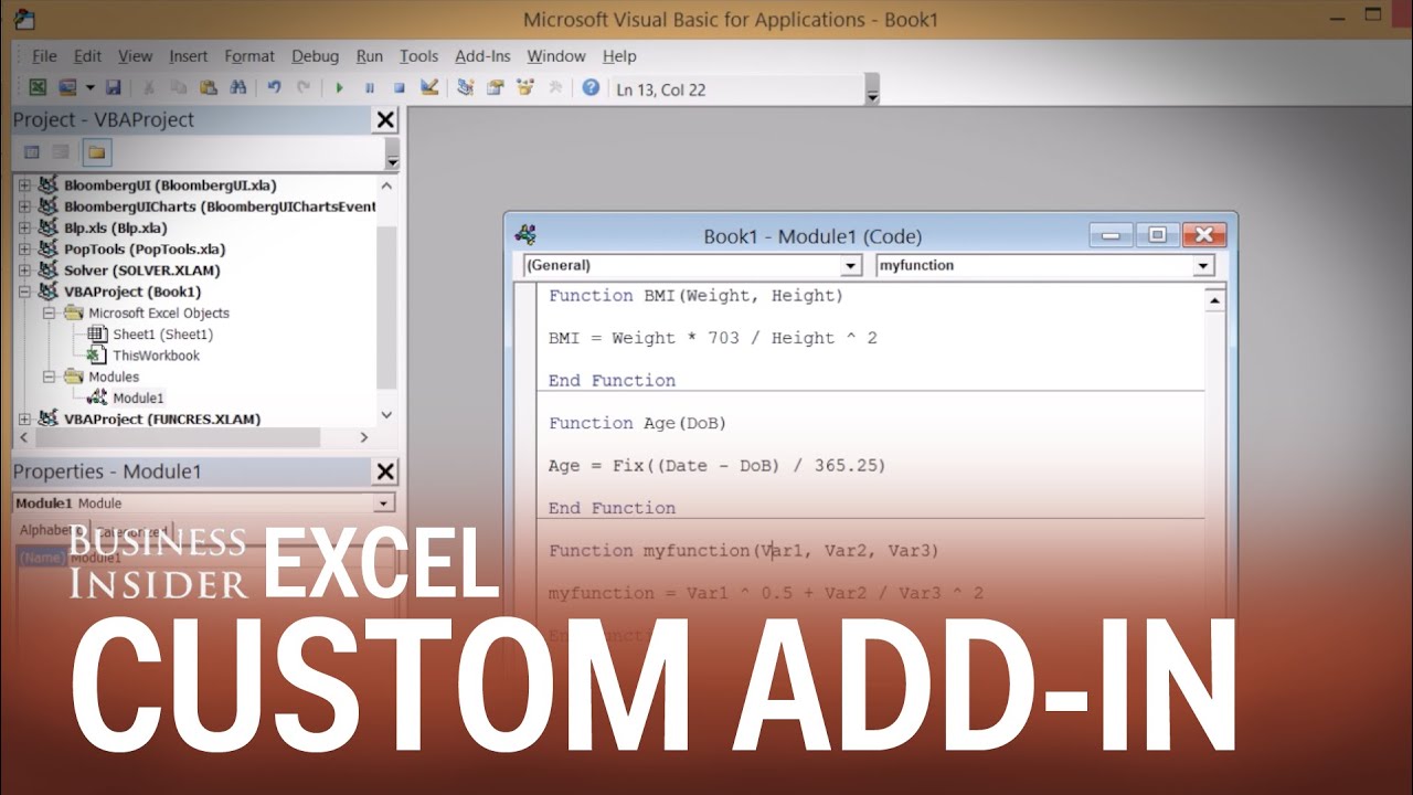 How to create an Excel add-in