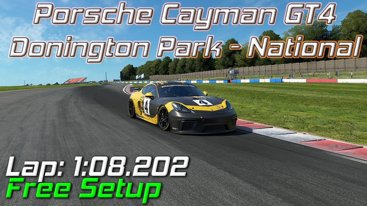 Porsche 718 Cayman GT4 - Donington Park - National - Hotlap + Setup - Assetto Corsa Evo V0.4