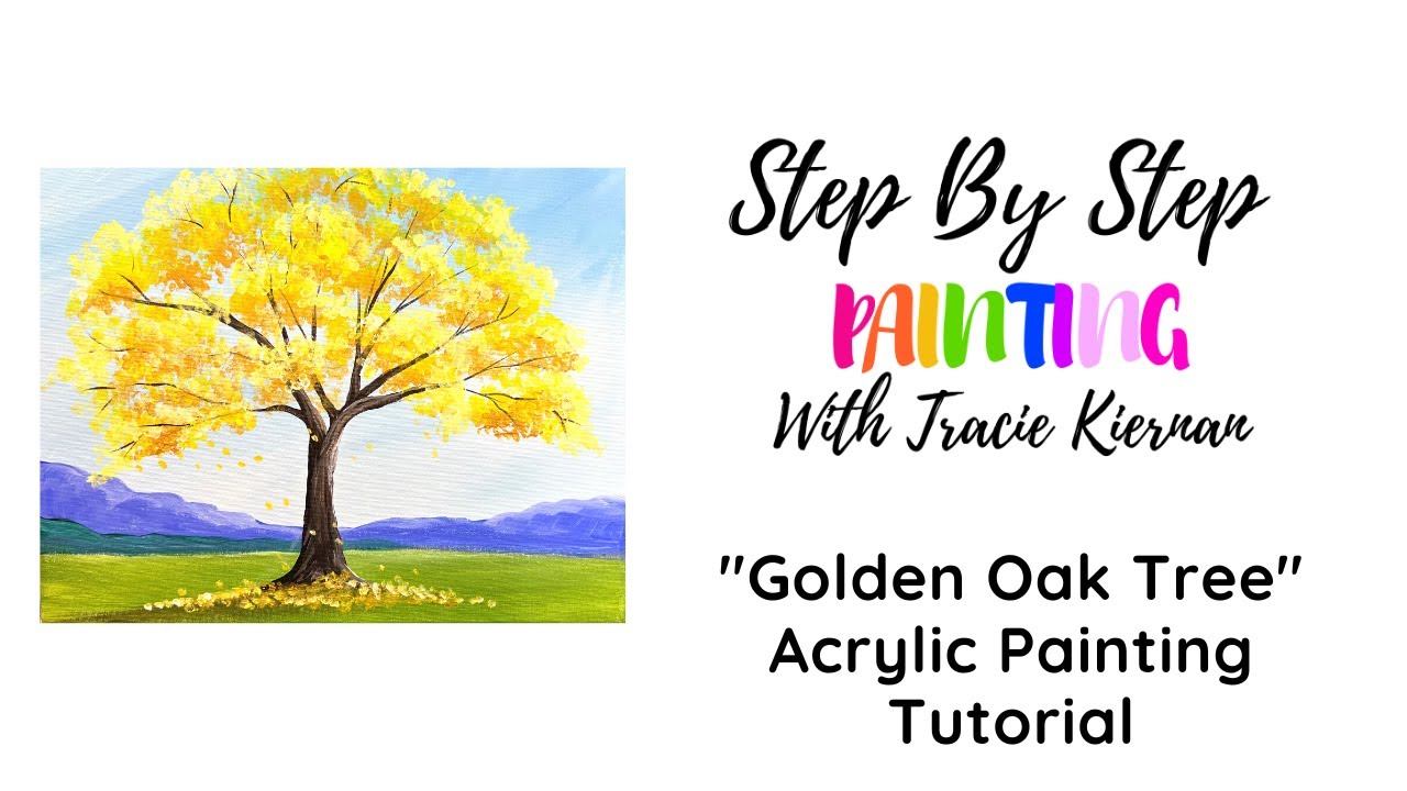 How To Paint A Golden Oak Tree - With Q-Tips - Acrylic Painting Tutorial