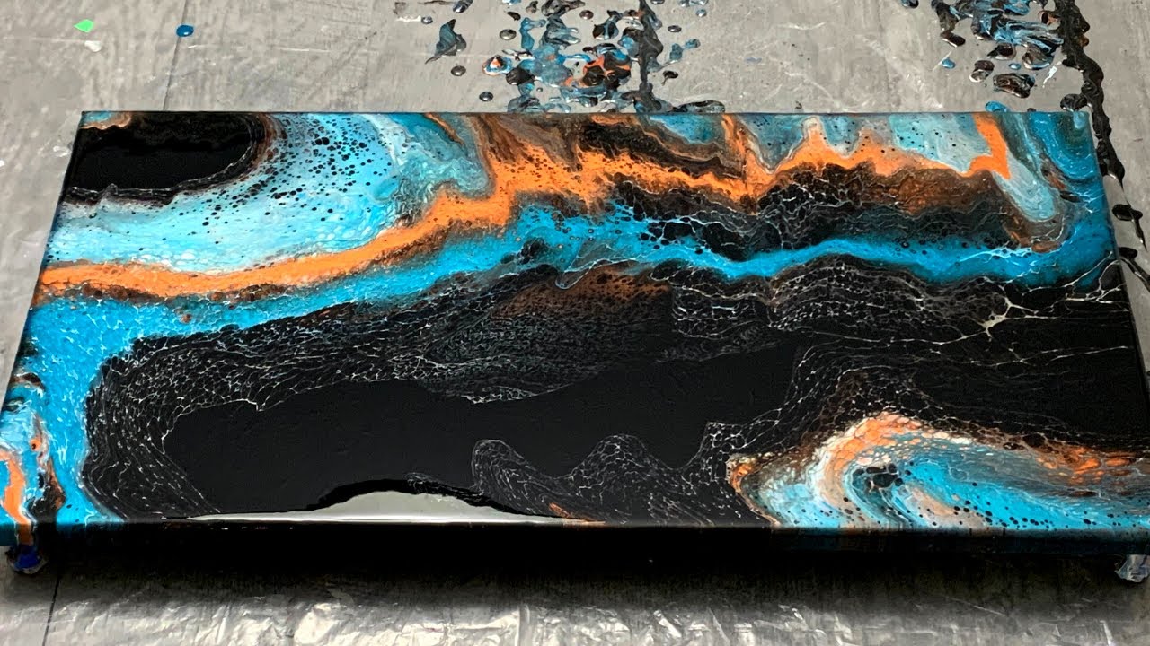 Beautiful! Copper and Blue Lacing! | Acrylic Pouring Tutorial