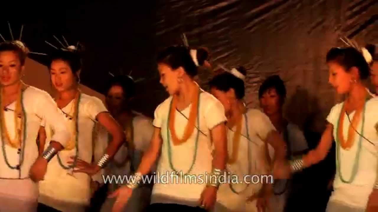 Young Apatani girls gracefully dance during Dree festival - Ziro