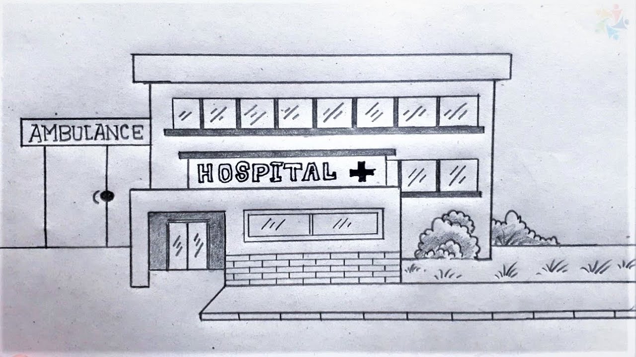 Draw | Hospital Easy Drawing | Pencil Drawing Tutorial