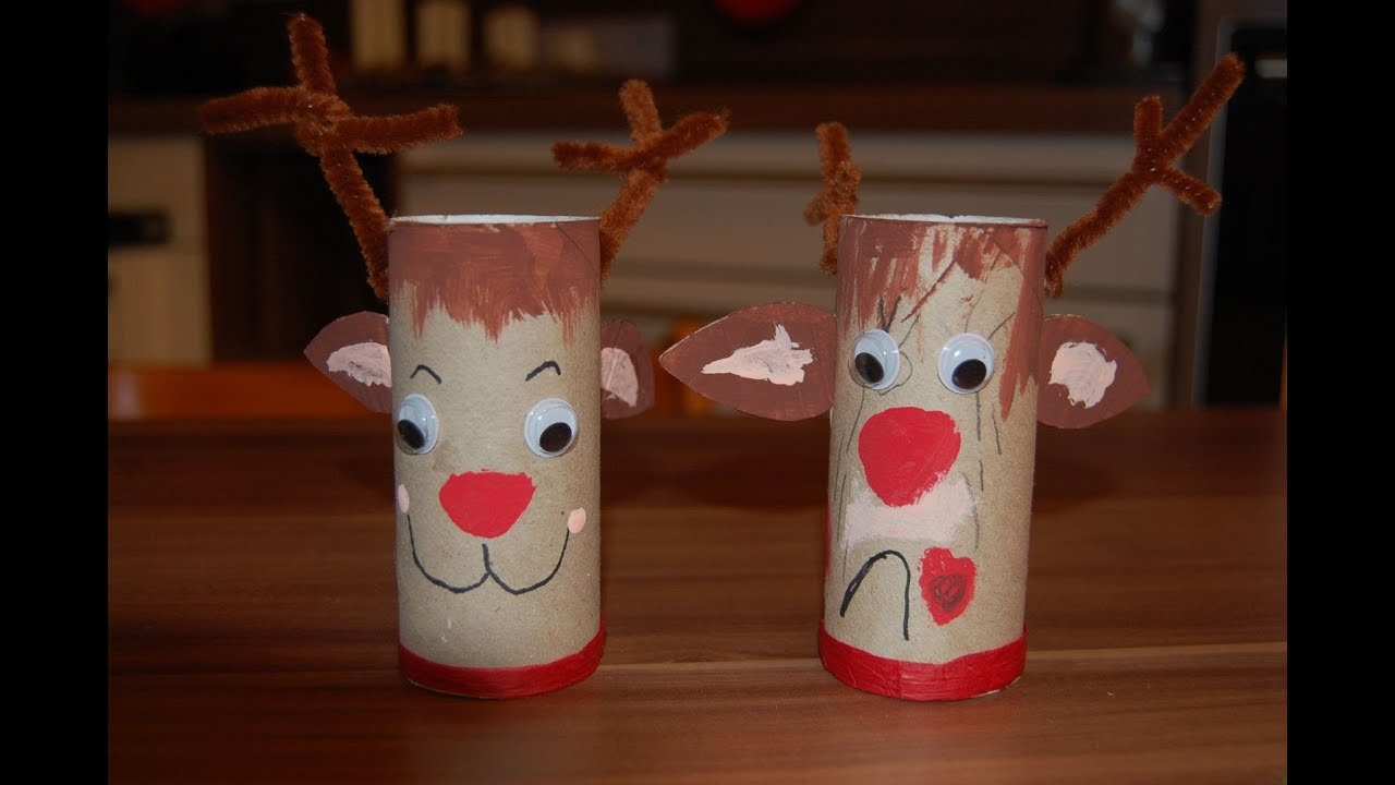 Recycling Basteln mit Kindern - Ideen f&uuml;r Weihnachten, Nikolaus Teil 1 - Elch, Rentier Rudi