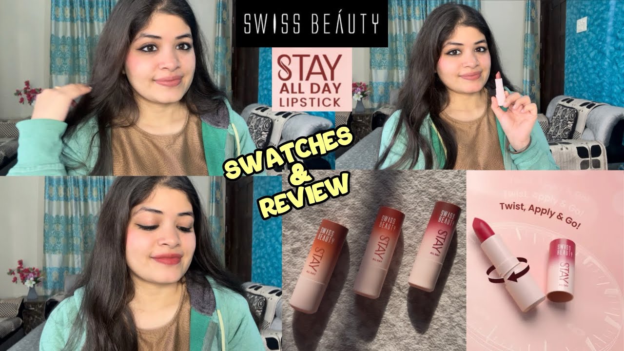 Swiss Beauty Stay All Day Lipstick | Transfer-Proof & Non-Drying? Review and swatches