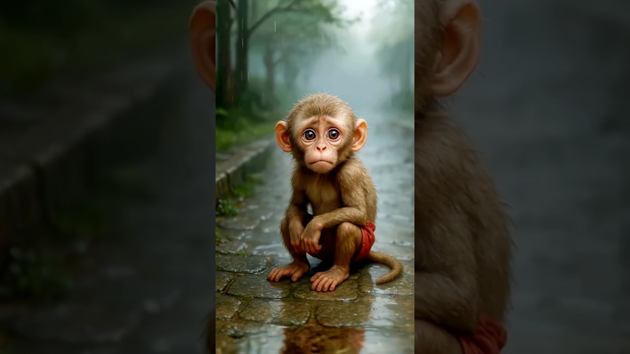 A Little Girl&rsquo;s Act of Kindness 🧒🐒  #ai #monkey #cute