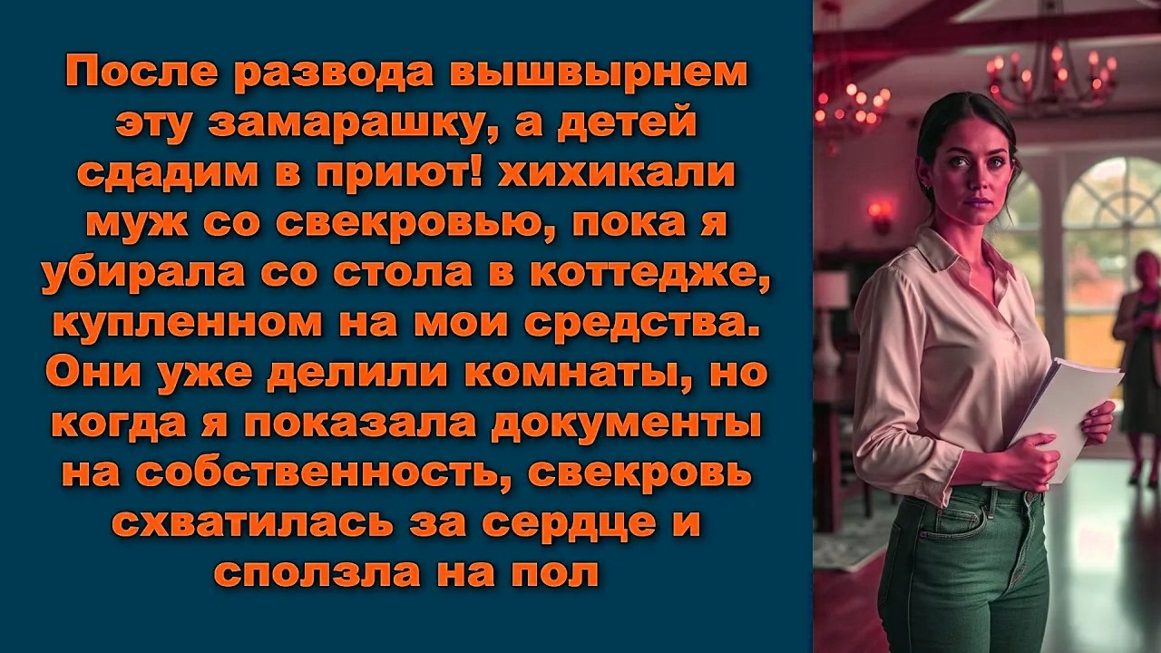 После развода вышвырнем эту замарашку, а детей сдадим в приют! хихикали муж со свекровью