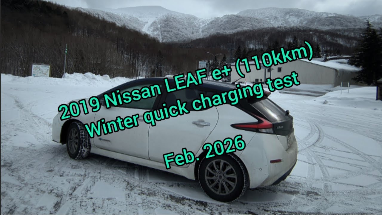 Nissan LEAF e+ 2019 года, пробег 110 км, тест зарядки в зимних условиях.