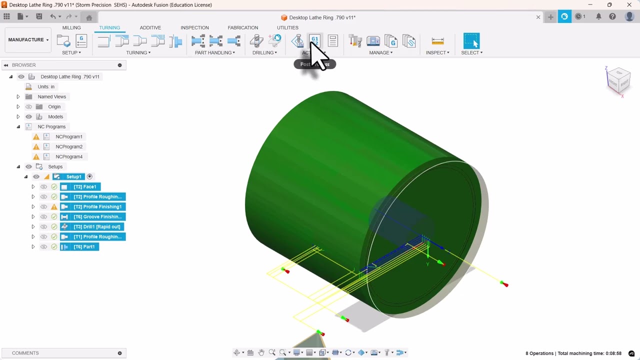 Haas Lathe Ring post process