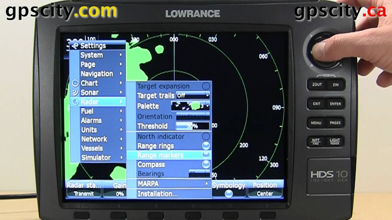 Radar Settings in the Lowrance HDS 10 Generation 2.