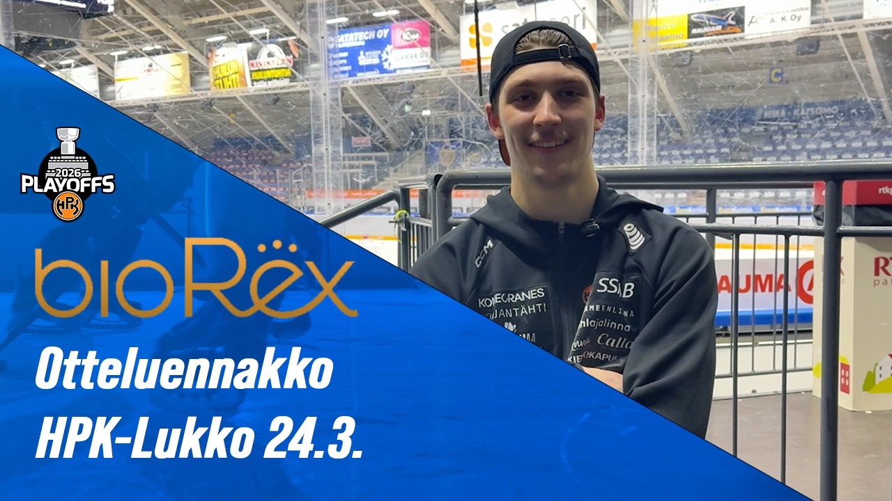 Playoffs BioRex-otteluennakko HPK-Lukko ottelu 4. | Juontaja Pasi J&auml;rvinen & kommentit Kim Saarinen