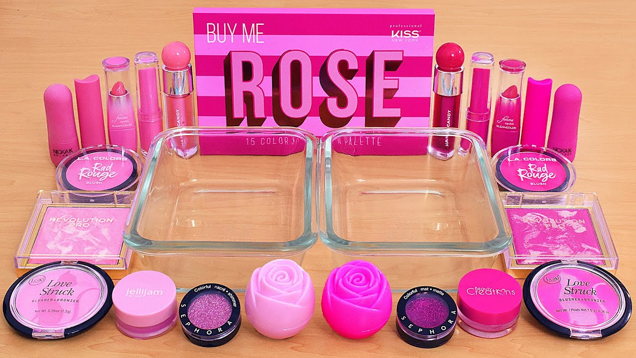 Light Pink vs Dark Pink - Mixing Makeup Eyeshadow Into Slime ASMR