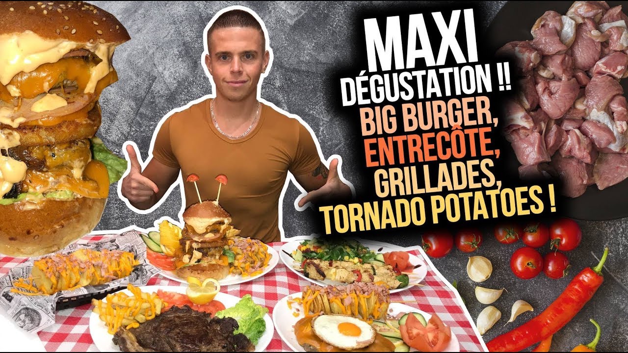 MAXI D&Eacute;GUSTATION !! BIG BURGER, ENTREC&Ocirc;TE, GRILLADES, TORNADO POTATOES, FISH & CHIPS !