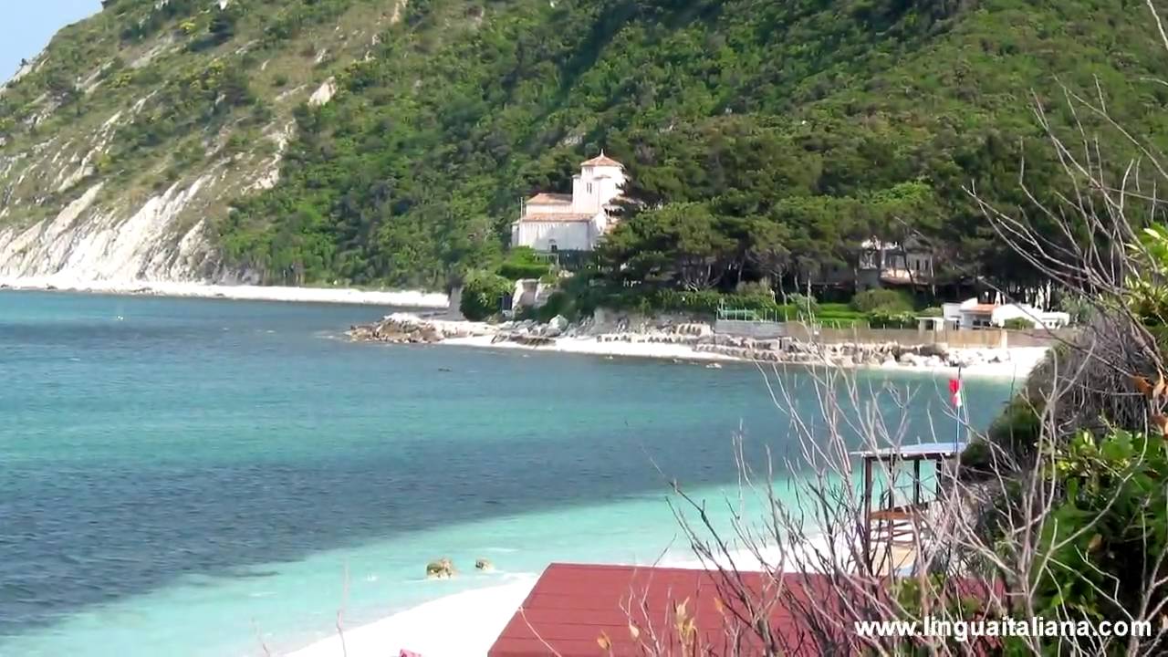 Portonovo beach in le Marche Conero Riviera Italy. Spiaggia Italia. Strand Italien