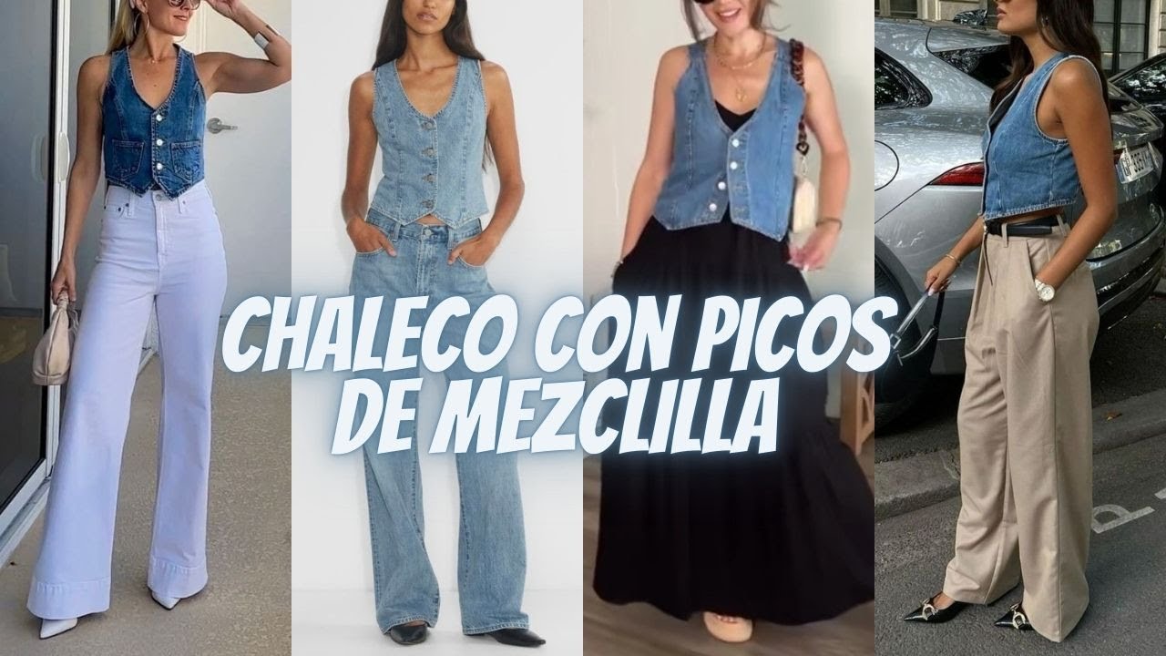 CHALECO CON DISEÑO EN PICOS DE MEZCLILLA EN TENDENCIA🌞VEST WITH ON-TREND DENIM PEAK DESIGN🌟
