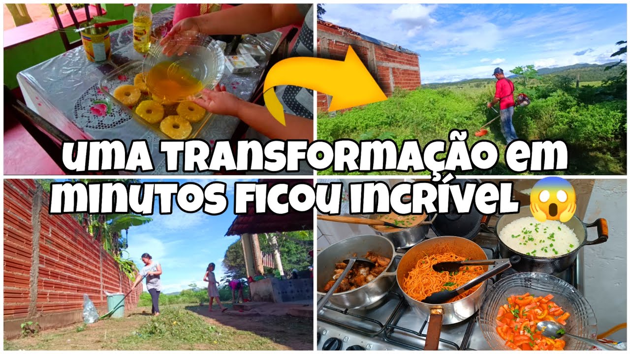 LIMPEZA NO QUINTAL DA MINHA CUNHADA //ALMOÇO SIMPLES//SOBREMESA DE ABACAXI 🍍
