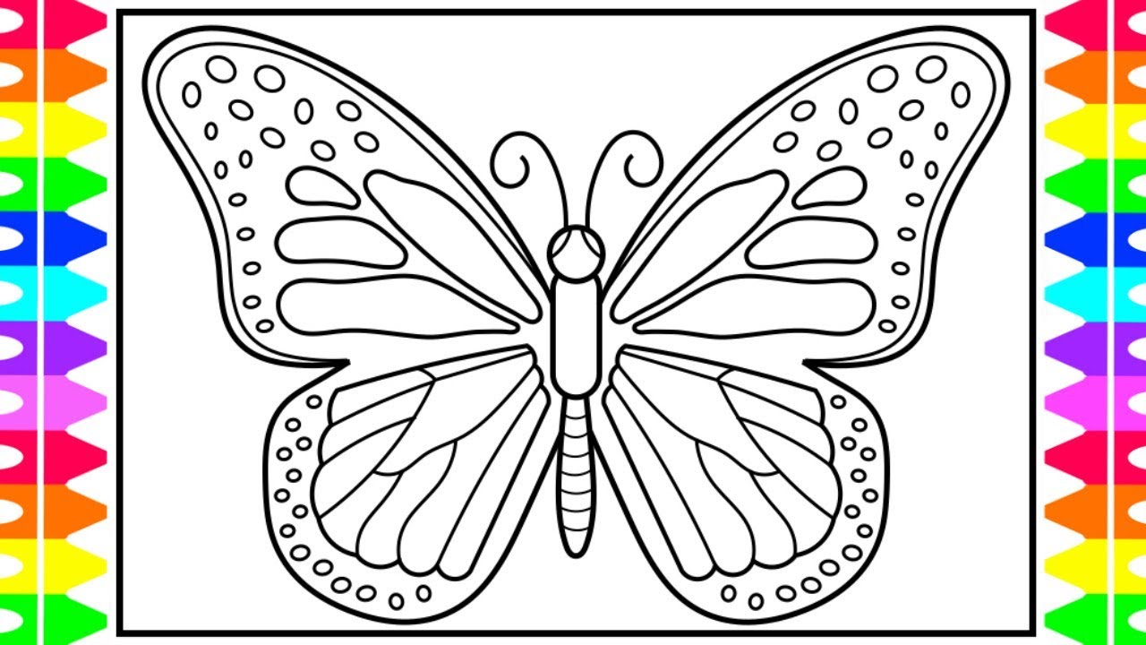 How to Draw a Butterfly for Kids 🦋💚💜💛Butterfly Drawing for Kids | Butterfly Coloring Pages