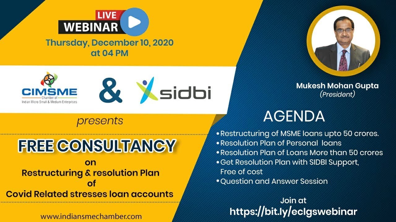अब अपना Resolution Plan बनवाएं Free of Cost - SIDBI & Chamber करेंगे आपकी मदद