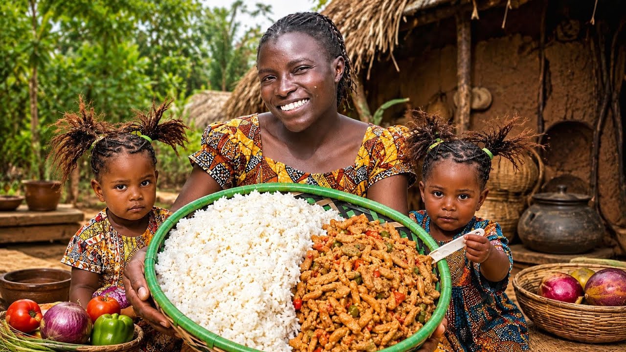 Sharing A Traditional AFRICAN VILLAGE Meal With Our Youngest WIFE🔥Spicy, Flavorful & Authentic