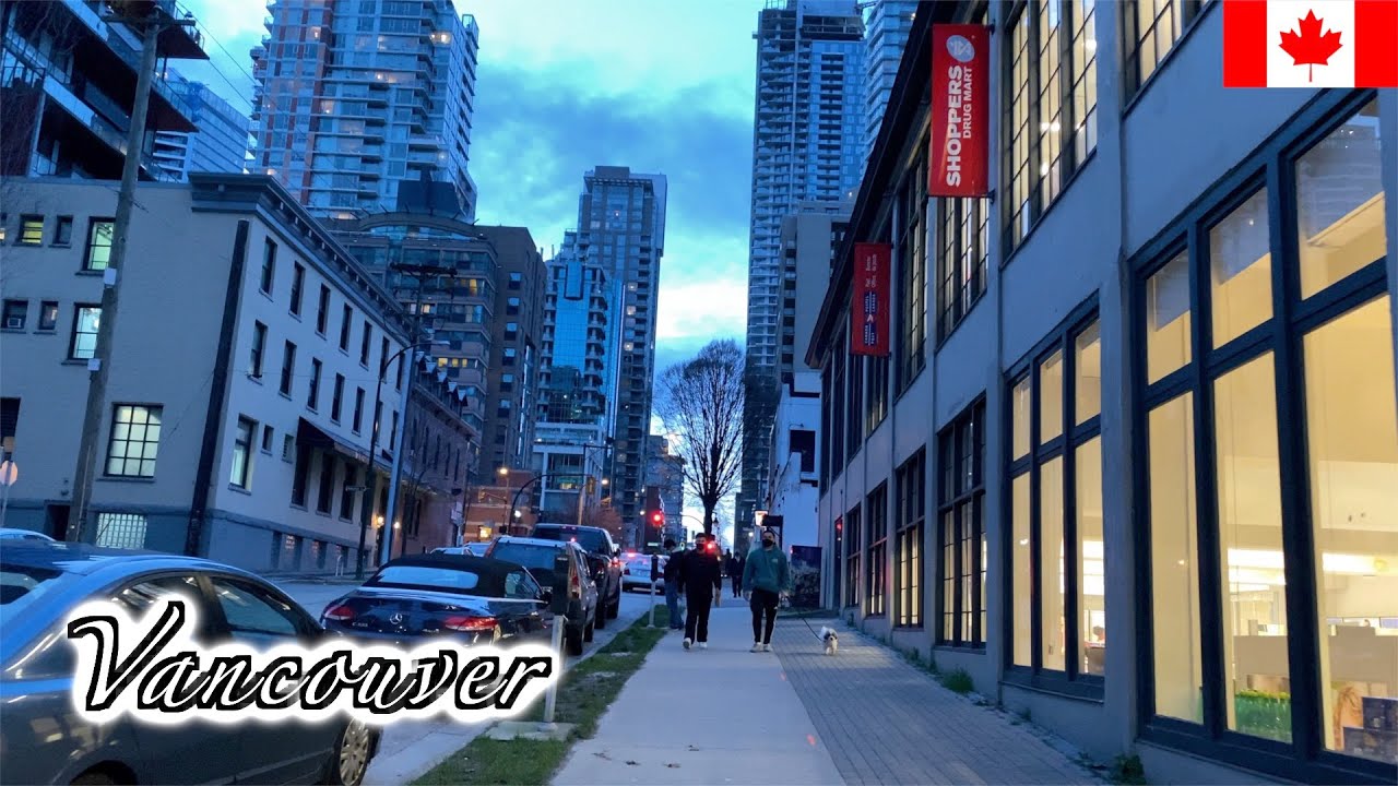 🇨🇦【4K】Vancouver Night Walk - Downtown to Yaletown (March 2021)