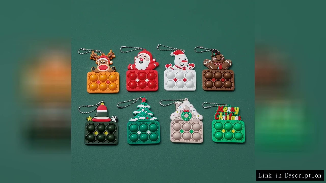 8Pcs Mini Pop Bubble Keychain Christmas Simple Dimple Fidget Toys Stress Relief Toy Pendant Santa Ke