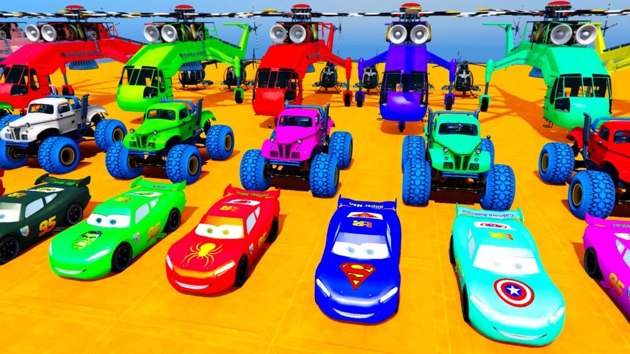 الأبطال الخارقين على القضبان دوامة قمع جسر   GTA V SPIDER MAN, Stunt Car Racing Challenge
