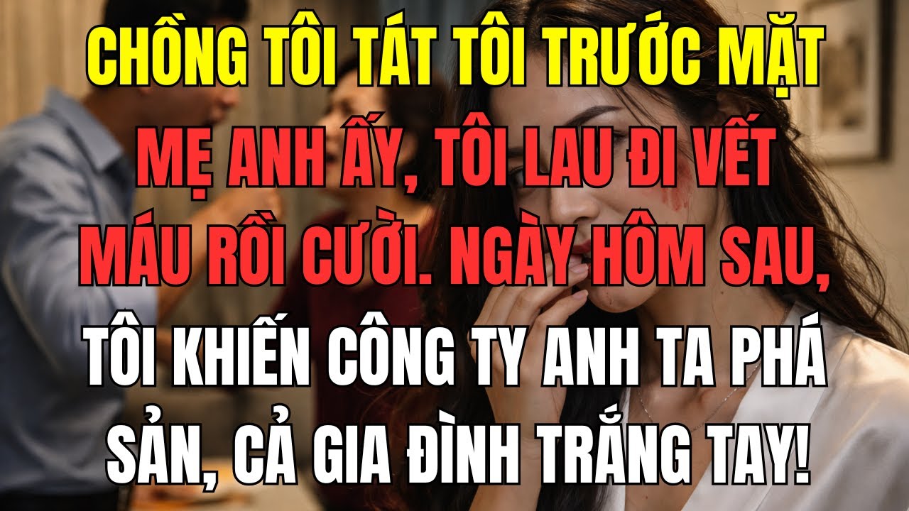 Chồng tôi tát tôi trước mặt mẹ anh ấy, tôi lau đi vết máu rồi cười. Ngày hôm sau, tôi khiến công ty