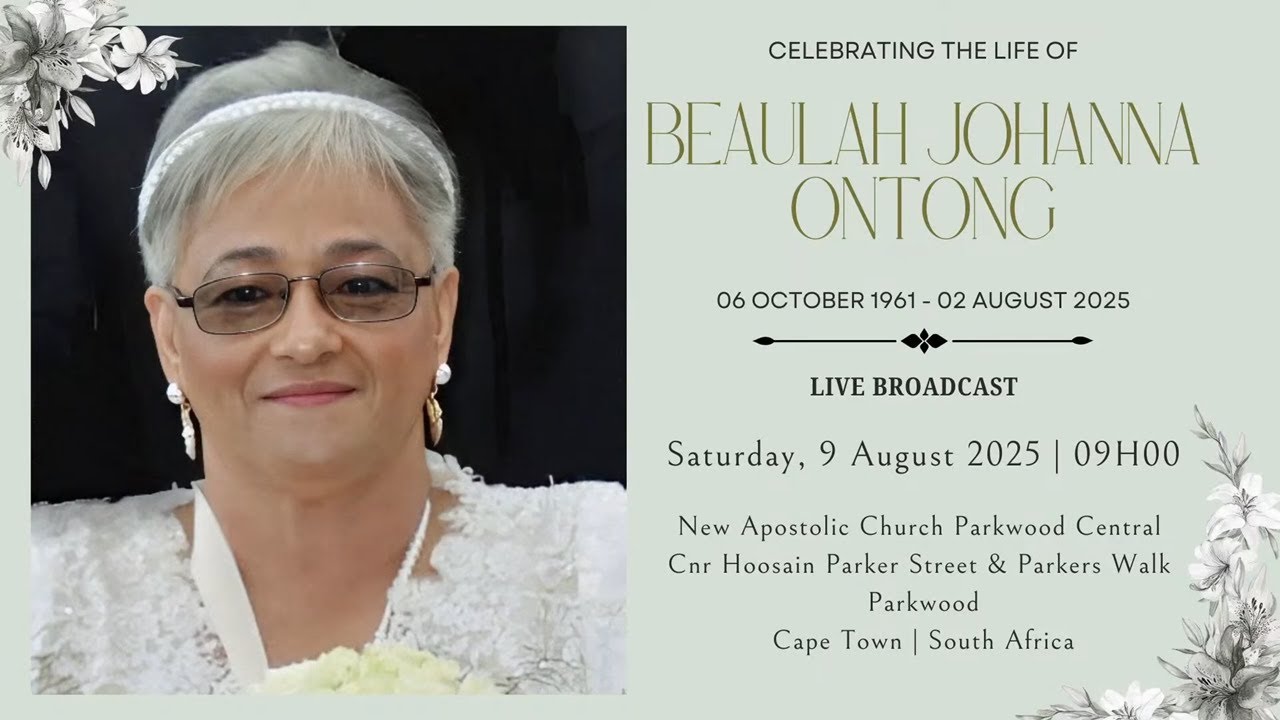 Funeral Divine Service of the late Beaulah Johanna Ontong  - Saturday 09 August 2025 @ 09h00
