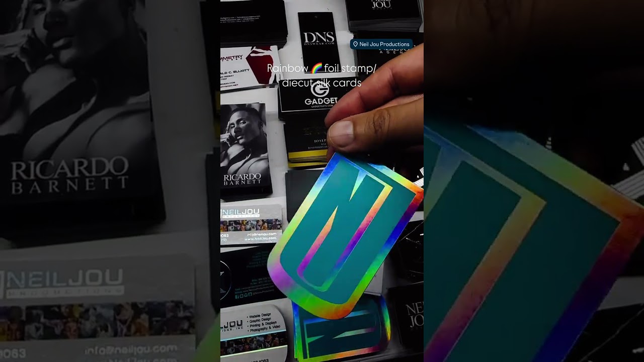 Custom Rainbow 🌈 Foil Stamp  + Diecut Business Cards |  