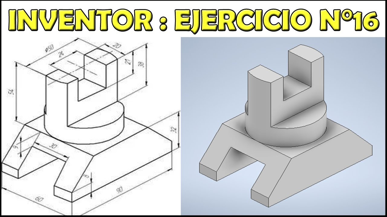 ✔️Dibujo 3D Autodesk Inventor 2023 para principiantes - Ejercicio N°16✔️