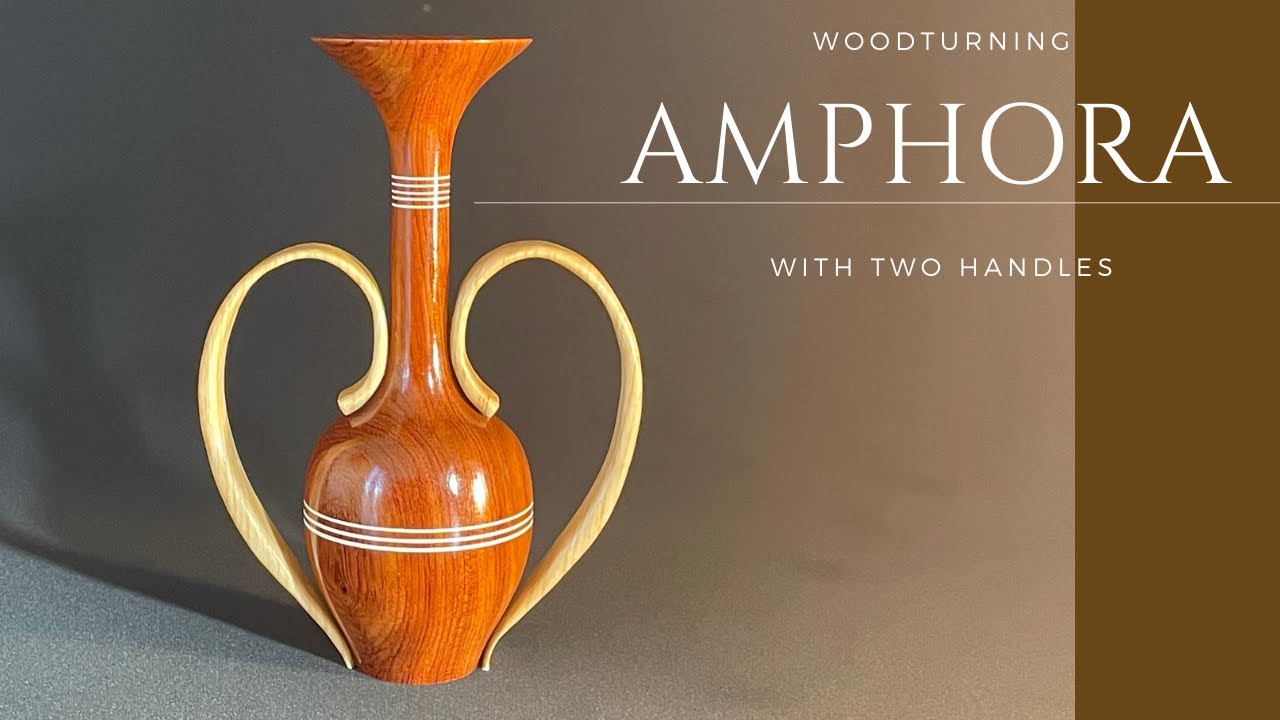 woodturning amphora with two handles