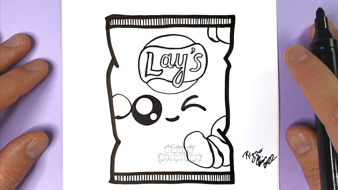 HAPPY DRAWINGS | CUTE BAGS OF CHIPS LAY'S | HOW TO DRAW KAWAII | BY RIZZO CHRIS
