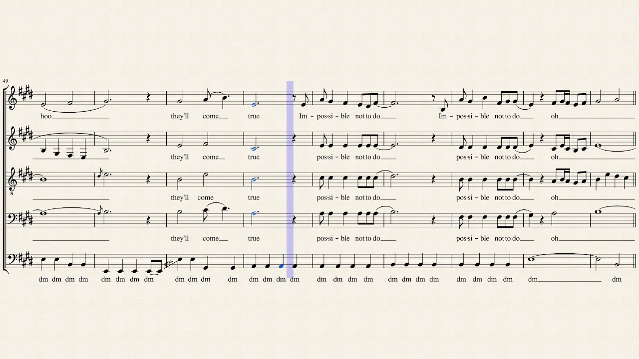 Dreams - Pentatonix (Full Sheet Music with Lyrics)